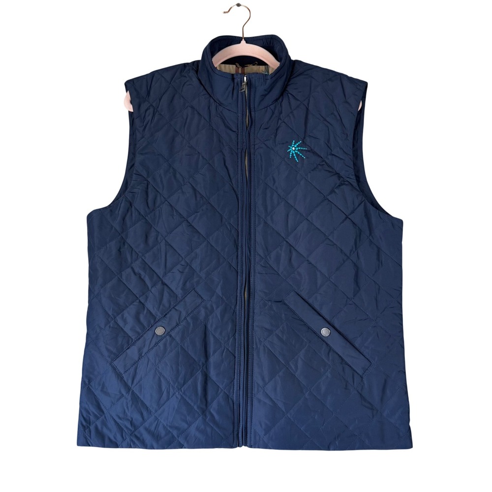 Brooks Brothers Mens Navy Blue Diamond Quilted Full Zip Vest Tradeweb Size M